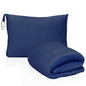 2-in-1 Convertible Travel Blanket & Pillow-Ultra Soft, Compact & Packable with Hand Luggage Sleeve and Backpack Clip for Flight & Car,Navy Blue