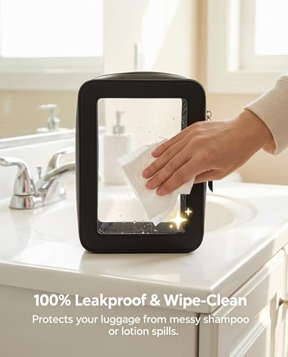 LETGO Clear Makeup Bags for Beach, TSA Approved Toiletry Bag with Zipper, Clear Beach Makeup Organizer Fit Carry-on Travel Essentials,Small Cosmetic Bags for Women Men (O-Black) - color: O-Black