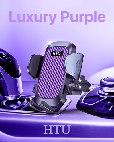 HTU 2026 Ultimate Best【True Military-Grade & Safety Cert】Car Phone Holder【Upgraded 360 Rotation & 100+LBS Strongest Suction】5-in-1 Truck Windshield Dashboard Vent Mount Stand for iPhone Android,Purple - color: Purple