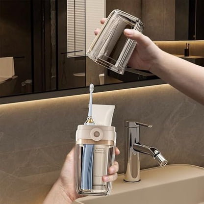 Toothbrush Travel Case Portable Clear Grey Toothbrush Holders with Cover, Leakproof Toothbrush & Toothpaste Holder for Traveling School Camping Business Trip Bathroom - color: 1 Pc-clear Coffee