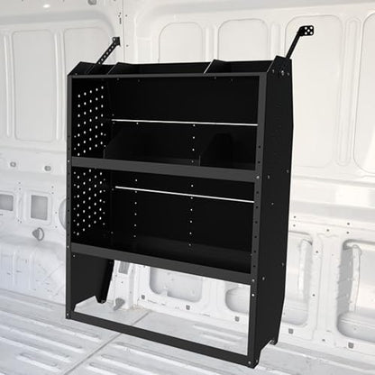 MELIPRON Steel Cargo Van Shelving Storage System Fit for NV200, Transit Connect 2014+, Chevy City Express, Promaster City with S-Shaped Hooks(32" W x 43" H x 13" D) - size: 32" W x 43" H x 13" D
