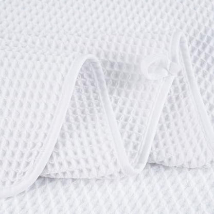 POLYTE 430 GSM Microfiber Quick Dry Lint Free Oversize Bath Towel Set, 6 Piece (Waffle Weave) - color: White