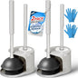 FORASTO 2Pack 2 in 1 Toilet Brush and Plunger Set,Clean Gloves, Extended Handle Plunger，Toilet Bowl Brush Plunger Set,Bathroom Cleaning Tools,Toilet Brush Plunger Combo,Cleaning Brush(Light Grey) - color: Light Grey