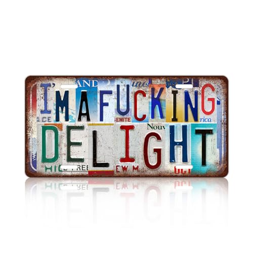 Vintage Wall Decor I'm a Fucking Delight License Plate | Metal Sign Tin Signs - color: plate-A-09
