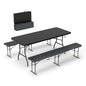Real Relax 6' Picnic Table with 2 Benches, 3 Piece Black Wood Grain Portable HDPE Folding Camping Table and Benches for Courtyard, Garden, Outdoor Leisure, Party - color: Black