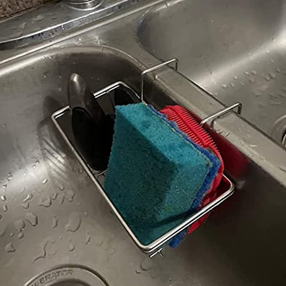 Kitchen Sponge Holder - JIANYI Stainless Steel Holder, Kitchen Sink Caddy, Dishwashing Liquid Drainer Rack - Sink Organizer for Sponge Brush Soap Towel and Sink Supplies