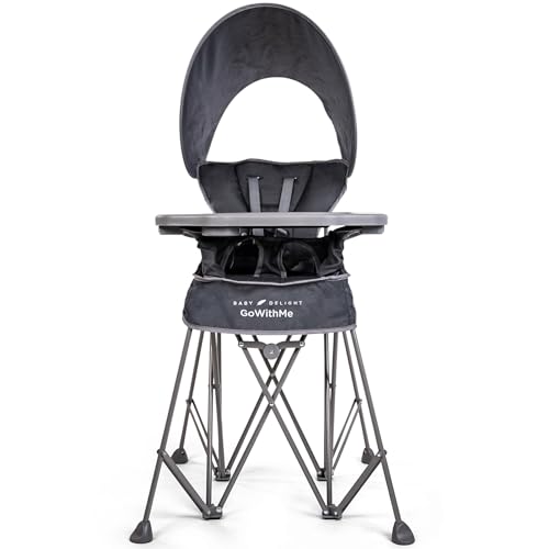 Baby Delight Go with Me Uplift Deluxe Portable High Chair | Sun Canopy | Indoor and Outdoor | Grey - color: Grey