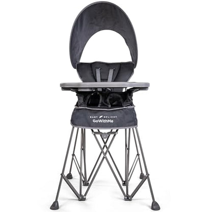 Baby Delight Go with Me Uplift Deluxe Portable High Chair | Sun Canopy | Indoor and Outdoor | Grey - color: Grey