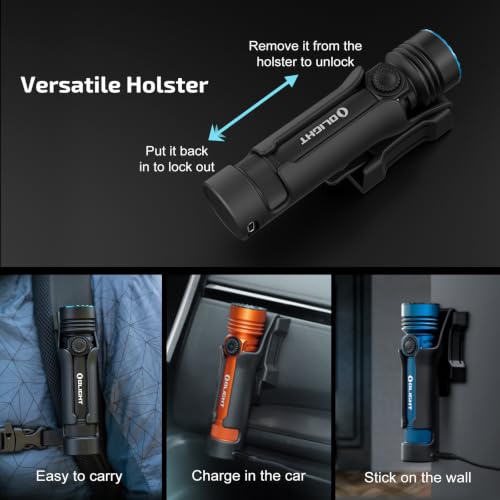OLIGHT Seeker 4 Pro Rechargeable Flashlights, 4600 Lumens High Powerful Bright Light with USB C Holster, Waterproof IPX8 for Emergencies, Camping, Searching (Orange Cool White) - color: Orange