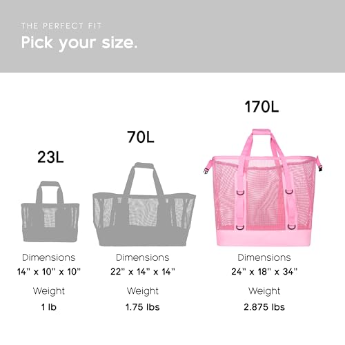 MISSION Boat Gear CASSI Heavy-Duty Outdoor Tote and Waterproof Marine-Grade Mesh Boat Bags - color: Rosé, size: 170 Liter