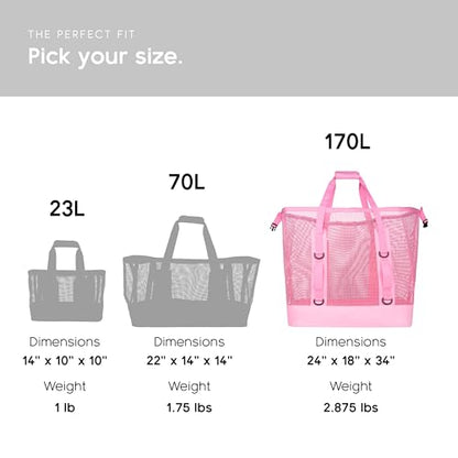 MISSION Boat Gear CASSI Heavy-Duty Outdoor Tote and Waterproof Marine-Grade Mesh Boat Bags - color: Rosé, size: 170 Liter