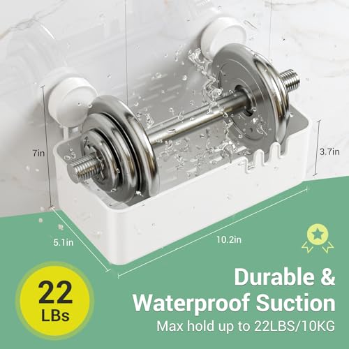 LUXEAR Shower Caddy Suction Cup Shower Basket 2 Pack, NO-Drilling Removable Plastic Shower Shelf Organizer for Bathroom Storage & Kitchen Max Hold 22lbs,Waterproof,One Second Installation Shower Rack - size: 2 pack