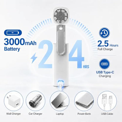 Mini Handheld Turbo Fan with Light, 15000RPM Powerful Handheld Fan 1-100 Speed Turbo Fan with Flashlight,25dB Quiet BLDC Portable Fan For Travel/Summer/Concerts/Lash,Gifts for Women