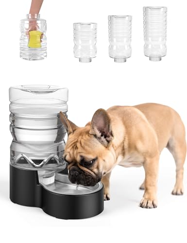 Heouvo 1.7 Gallon Automatic Dog Water Dispenser【Wide Mouth for Easy Hand-in Cleaning】【Removable Stainless Steel Bowl】, Gravity Refilling Large Capacity for Cats and Dogs, Multi-Pet Homes - size: 6.5L