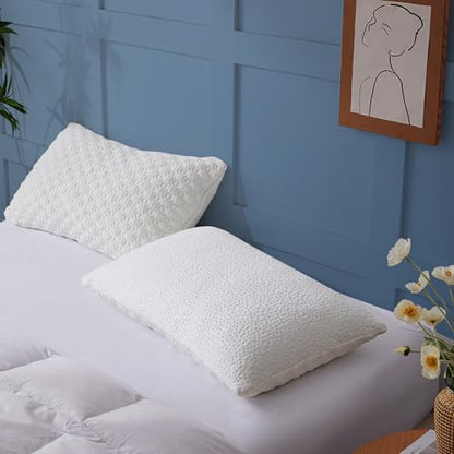 Sophia & William Cooling Bed Pillow for Sleeping (Standard Size) Adjustable Shredded Memory Foam Pillow for Side, Back and Stomach Sleepers - size: Standard