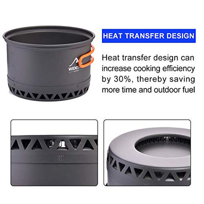 widesea Camping Cookware Outdoor Pot Pan Cooking Equipment Heat Exchange Design for Hiking Backpacking Travel - style: For 2-3 Person