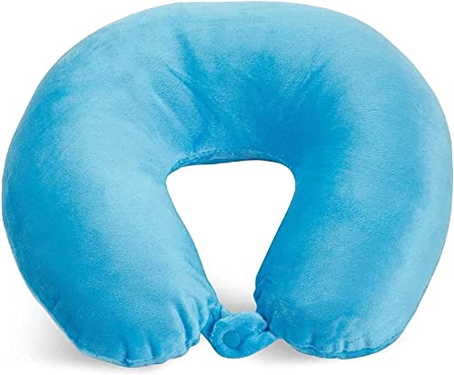 Wolf Essentials Adult Cozy Soft Microfiber Neck Pillow for Travel – Compact, Machine Washable - Perfect for Airplane, Car, or Home Use - Filled and Finished in The USA – Turquoise - color: Turquoise, size: Adult (Pack of 1)