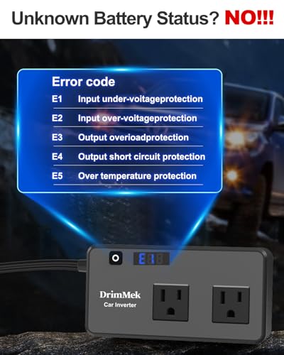 DrimMek 300W Car Power Inverter, Car Plug Adapter Outlet DC Inverter 12V to 110V AC Cigarette Lighter with 3 * 24W USB-C & USB-A Dual Outlets Fast Car Charger for Laptop Vehicles, Road Trip, Camping - color: Black