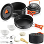 HOMGEN Portable Camp Cooking Set-Ultralight Anodized Aluminum Camping Cookware Set for 2 People with Nesting Non-Stick Frying Pot/Pan-800ml Insulated Teapot etc-Compact Backpacking Gear for Camping