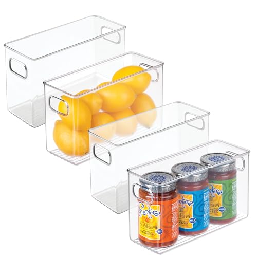 iDesign Slim Clear Plastic Storage Bin, Tall Narrow, 4-Pack | Organizer for Kitchen, Fridge, Pantry - style: Pack of 4