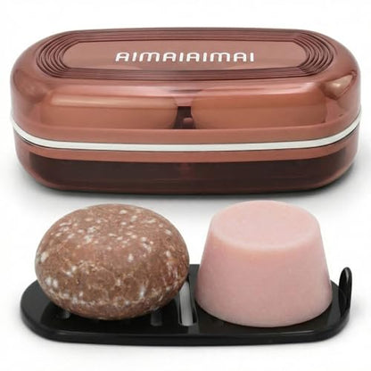 AIMAIAIMAI Shampoo Bar Holder Travel Case for Two Bars – Compatible with Kitsch Solid Shampoo & Conditioner Bars, Large Soap Container for Bathroom or Travel (1 Pack, Red Style A-Large) - color: Red Style A-large