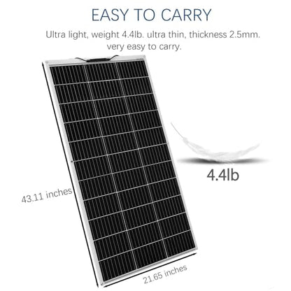 Flexible Solar Panel kit 100W 12V System,Monocrystalline module10A Charge Controller,Extension Cable Off-Grid Charger for RV Boat Van Car Curve Surfaces (White) - color: White