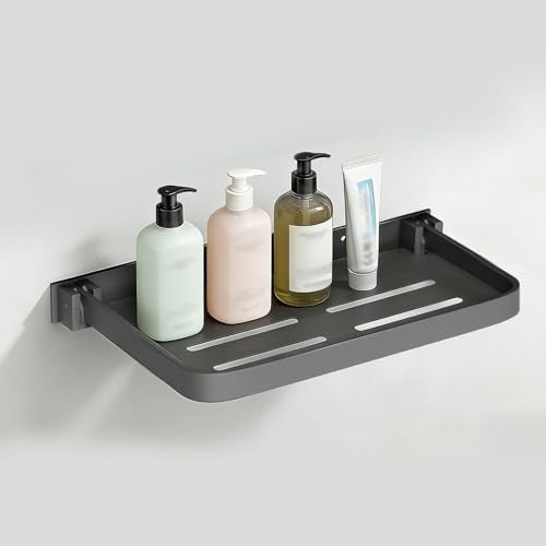 Aluminum RV Foldable Floating Shelves, Grey, 1 Pack | 90° Space-Saving Wall-Mounted, No Drill Furniture for Bathroom, Motor Home, Kitchen - size: 1 Pack
