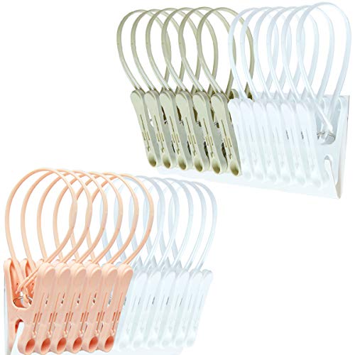 Clothes Pins 24pcs,Cute Sturdy Small Mini Clothes Pins with Plastic Rope | Clothespins For Clothesline,Tiny Photo Clips Decoration 6 Pink 6Gray 12 White - color: White,pink,gray-24pack