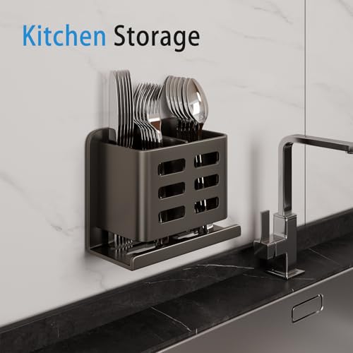 Black Wall-Mounted Toothbrush Holder, Aluminum Material Shower Shaver Storage Rack, No Drilling Required, Removable Toothpaste Storage Rack - size: Black double slot