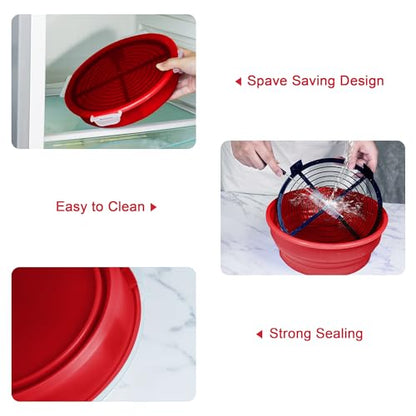 FJNATINH Collapsible Batter Bowl - Mess Free Better Breader Shaker Bowl with Lid Breading Shaker Container - Great for Fried Fish, Fried Chicken, Onion Rings, Wings & More,Bright Red - color: Cardinal Red