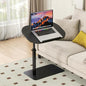 Solid Wood C Shaped Side Table for Sofa/Bed, Adjustable Height C Shaped End Table Metal Base, 360°Swivel/Flip Top Couch Tables That Slide Under, Small Spaces Laptop Stand Coffee Table (Black) - color: Black