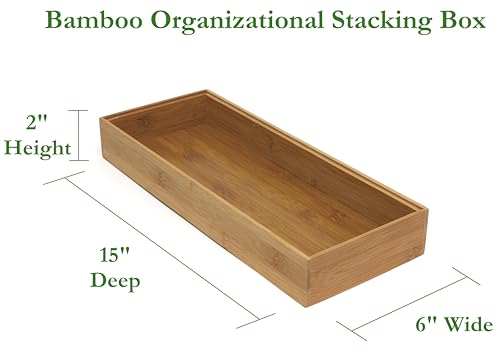 Lipper International 8186S Bamboo Wood Stacking Drawer Organizer Box, 6" x 15" - size: 6" x 15"