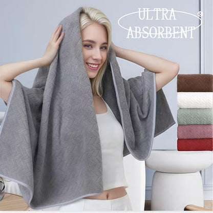XJEXUEIZLarge Microfiber Bath Towels, Soft, Absorbent, and Quick Dry Towels for Bathroom, Pool, Beach, Swim, and Yoga, Large Bathroom Towels for Daily Use Sized at 55 inches by 27 inches (Grey)