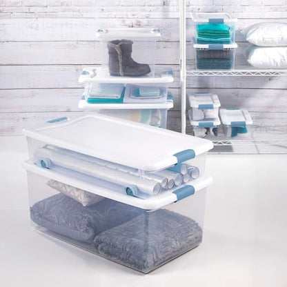 Sterilite 4-Pack Latching Box, Under Bed Storage Bins with Lids, Clear Plastic, 106 Quart - Heavy-Duty Organizing Containers for Closet, Bathroom, and Office - size: 106 Quart, style: 4 Pack