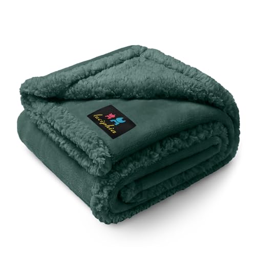 Luciphia Waterproof Pet Blanket, Liquid Pee Proof Dog Blanket for Sofa Bed Couch, Reversible Sherpa Fleece Furniture Protector Cover for Small Medium Large Dogs Cats, Dark Green Small（40" x 28"） - color: Dark Green-thicken, size: S (40" x28")