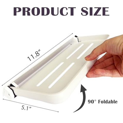 RV Aluminum Folding Wall Shelf - Waterproof and Rust-Proof Space Save Wall-Mounted Folding Small Shelf for Bathroom, Laundry, Kitchen,RV,Campers,Boat etc (White 2PCS, 11.8inch)