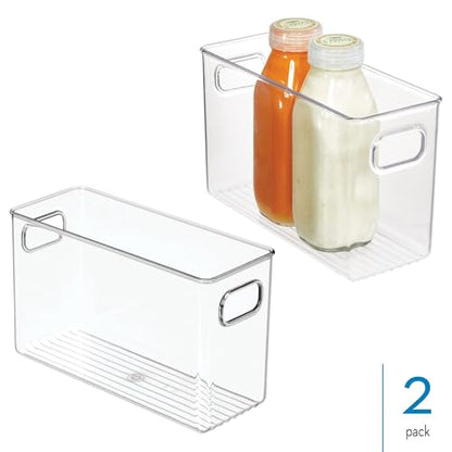 iDesign Slim Clear Plastic Storage Bin, Tall Narrow, 2-Pack | Organizer for Kitchen, Fridge, Pantry - style: Pack of 2