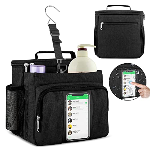 Bukere Shower Caddy Tote Bag, Portable Shower Caddy for College Dorm Travel, Separate Compartment, Large Capacity, Quick Dry Mesh Base, Hanging Toiletry Bath Bag for Student, Gym, Camp, Women Men - color: Midnight Grey