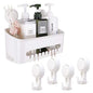 TAILI Strong Vacuum Suction Cup Bath Corner Shower Caddy Storage Basket + 4 Extra Hooks, No Drill Bathroom Shelves for Kitchen Bedroom Organizer Set, White in Plastic - style: 6 pack