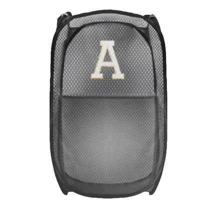Collapsible Pop Up Laundry Hamper, Extra Large with Removable Initial Letter A, Mesh Foldable Laundry Basket, 28" x 16" x 16" (Black) - color: 1P BlackA