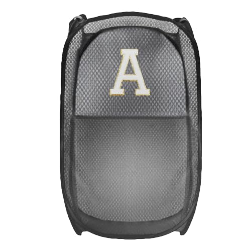 Collapsible Pop Up Laundry Hamper, Extra Large with Removable Initial Letter A, Mesh Foldable Laundry Basket, 28" x 16" x 16" (Black) - color: 1P BlackA