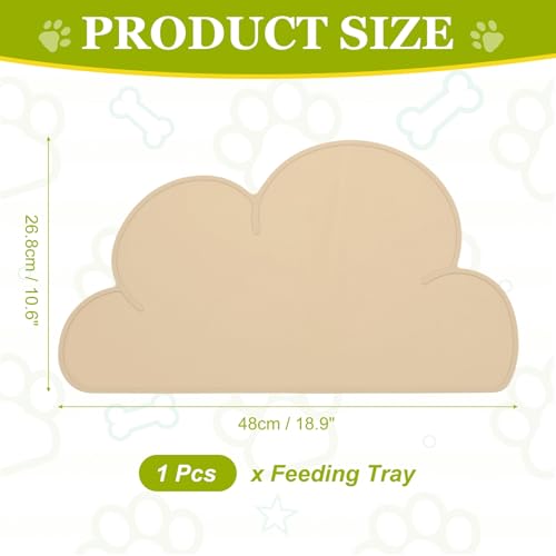 Silicone Pet Feeding Mat, Waterproof Dog Cat Food Bowl Placemat Tray Anti-Slip with Raised Edge Foldable Heat-Resistant (Beige, Cloud Shape), Intended for Cat Dog Water Bowl - color: Beige