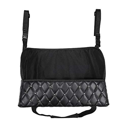 Car Pocket Handbag Holder Purse Hook for Car Leather Seat Back Organizer Holder Barrier of Backseat Pet Kids for Car Handbag Holder Between Two Seats of Car - color: Black with Diamond