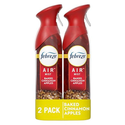 Febreze Air Mist Air Freshener Spray, Odor-Fighting Room Spray, Air Fresheners for Home and Bathroom and Kitchen, Aerosol Can, Baked Cinnamon Apples Scent, 8.8oz, 2 Count