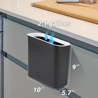 Skyflame 2.1 Gallon Magnetic Garbage Can, BBQ Grills Utensils Organizer Holder, Wall-Mounted Hanging Trash Bin for Kitchen, Cabinet, Door, Bedroom, Bathroom, Camping - color: Black