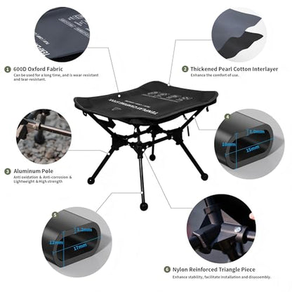 TENPLAY Portable Camping Stools for Adults Heavy Duty,Holds Up to 330lbs,18 Inch Oversized Folding Stools with All-in-One Seat & Carry Bag Design for Camping Outdoor Beach Travel Hiking Fishing Black
