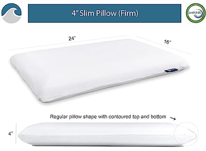 Bluewave Bedding Slim Gel Memory Foam Pillow for Stomach, Back and Side Sleepers - Therapeutic Design for Spinal Alignment, Better Breathing and Enhanced Sleeping (4-Inches Height, Standard) - style: 4"H Slim (Standard)