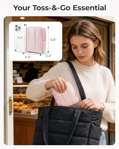 BAGSMART Small Travel Makeup Bag for Purse Toiletry Pouch, Puffy Padded Mini Cosmetics Bag, Cute Make Up Pouch for Women with Slip-in Pocket, Travel Essentials for Toiletries, Leopard - color: 08-Leopard