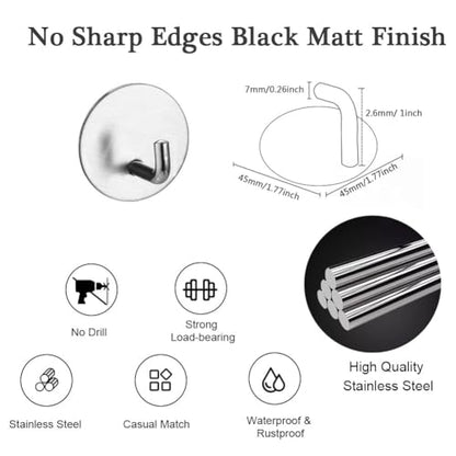 8 Pack Silver Adhesive Wall Hooks, Towel Hooks for Bathrooms, Sticky Hooks for Hanging, Stick on Wall Mount for Bathroom Kitchen Bedroom No Drill - style: R-Silver-90°