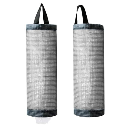 TOGETRUE Plastic Bag Holder, Mesh Grocery Bag Holder Hanging Storage Bag Dispenser (Dark Grey 2 Packs) - color: Dark Grey 2 Packs